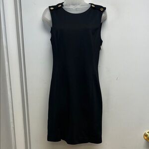 Juicy Couture Black Sheath Dress | Gold Button Shoulder Detail | Size 6
